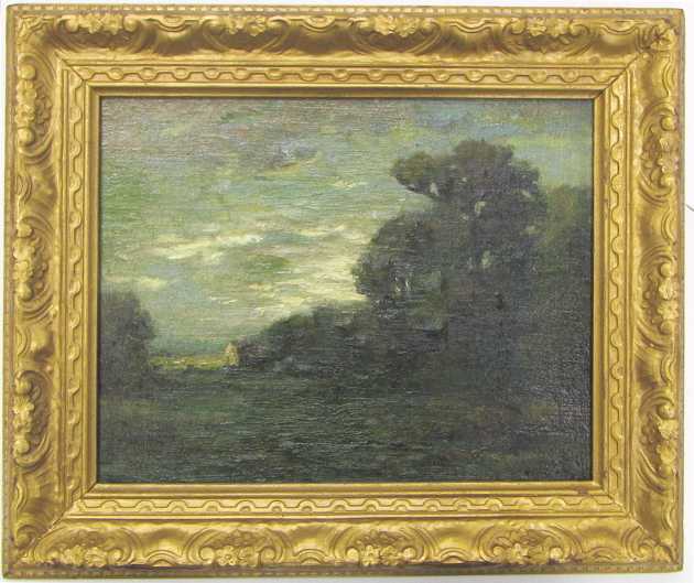 Appraisal: E LOYD OIL ON BOARD landscape at dusk with cottage