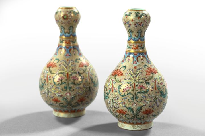 Appraisal: Good Pair of Tao Kuang Floral-Enameled Porcelain Vases second quarter