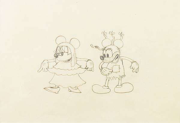 Appraisal: A Walt Disney animation drawing from Mickey s Mellerdrammer graphite