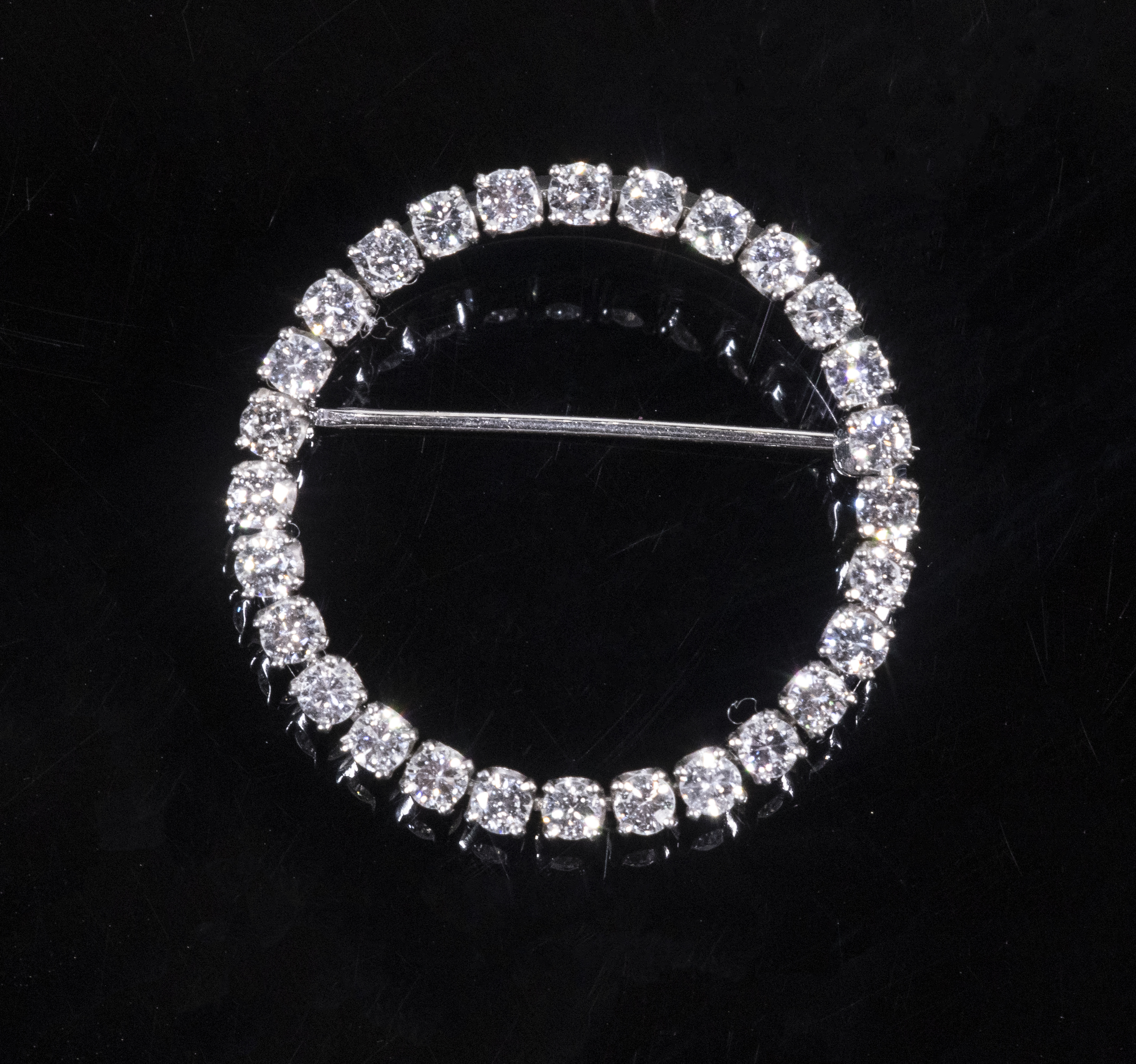 Appraisal: DIAMOND CIRCLE BROOCH Vintage handmade Circle Brooch set in K