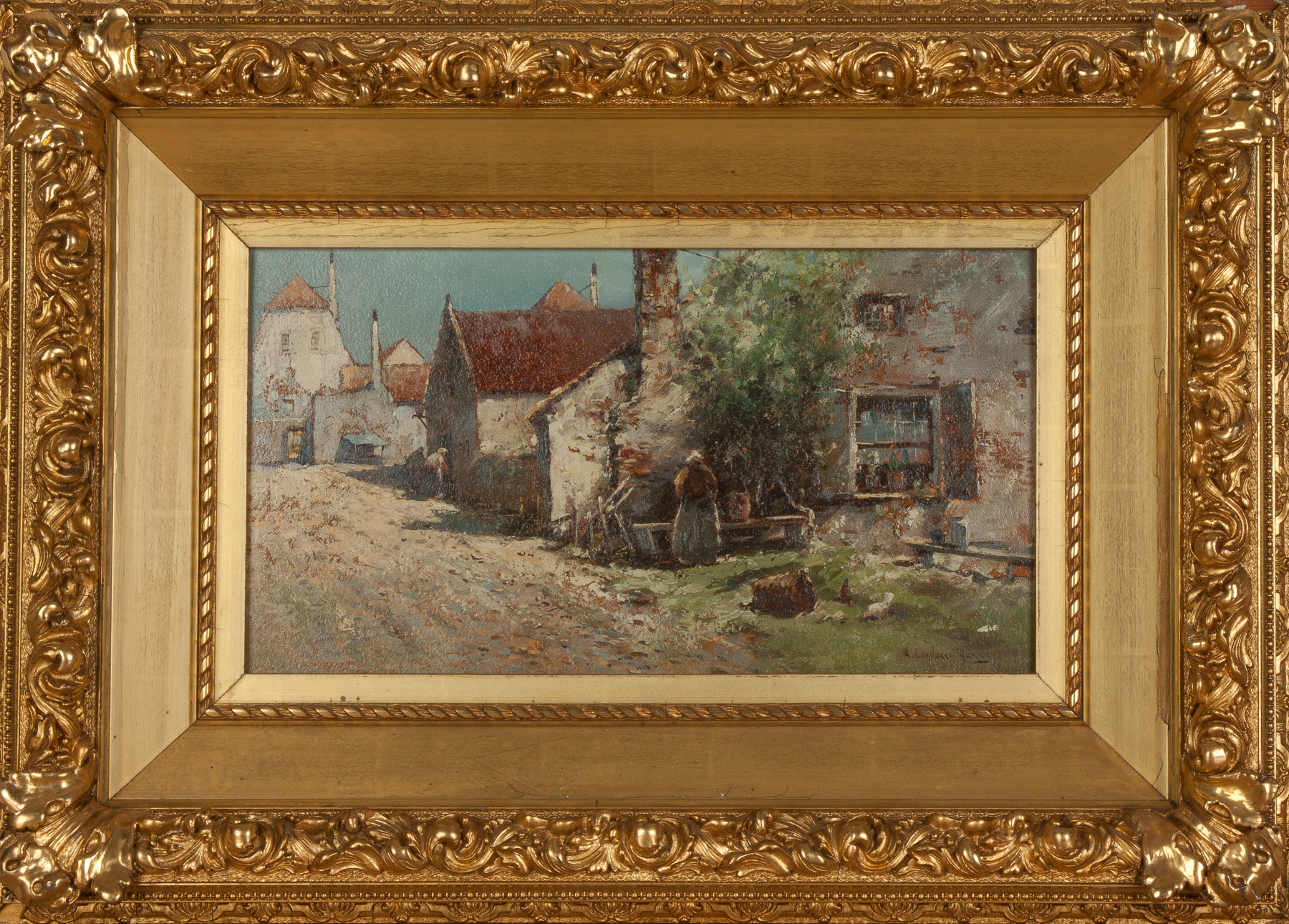 Appraisal: Edwin Landseer Harris British - Dutch Village Scene Signed lower