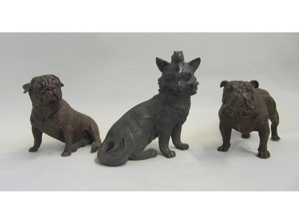 Appraisal: Lot comprising three reproduction cast metal animal figures