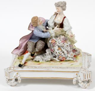 Appraisal: GERMAN PORCELAIN PLATEAU COURTING SCENE GERMAN PORCELAIN PLATEAU COURTING SCENE