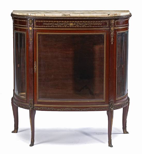 Appraisal: A Louis XVI style gilt bronze mounted mahogany vitrine cabinetlate