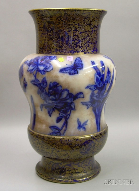 Appraisal: Doulton Burslem Gilt and Transfer Flow Blue Floral and Insect