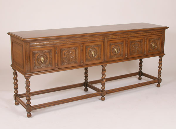 Appraisal: Large two drawer server sideboard with barley twist legs carved