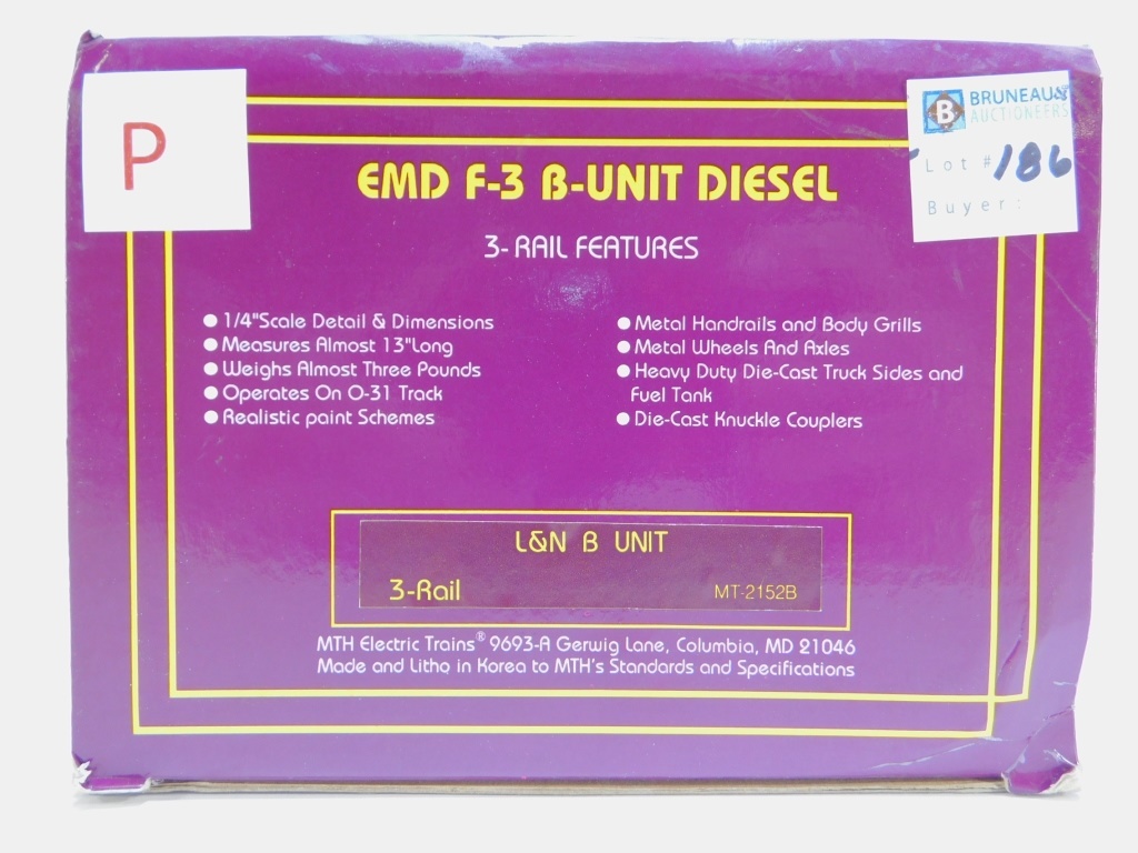 Appraisal: MTH L N B UNIT EMD F- B-UNIT DIESEL ENGINE