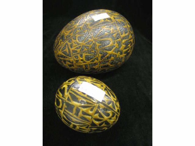 Appraisal: Royal Copenhagen Faience Porcelain Eggs Art Moderne