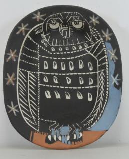 Appraisal: PICCASSO Pablo Hibou Mat Madoura Ceramic Inscribed EDITION PICASSO MADOURA