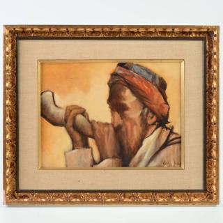 Appraisal: Charles Bragg b American painting Shofar oil on canvas signed