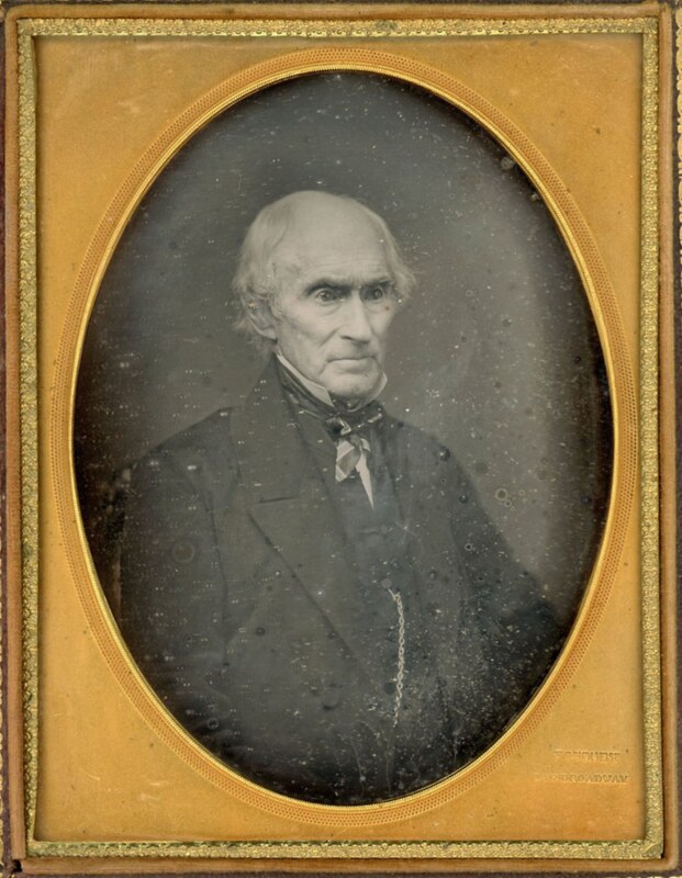 Appraisal: HALF PLATE OLDER GENTLEMAN GURNEY BROADWAY Half plate daguerreotype At