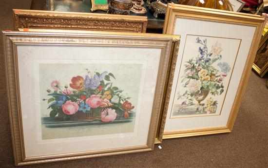 Appraisal: Four framed botanical prints and two Federal style portraits oils