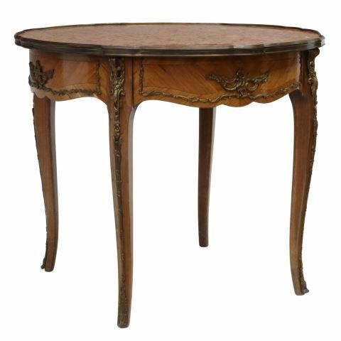 Appraisal: Louis XV style side table early th c brass-bound rouge