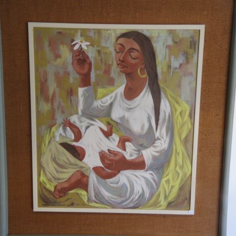 Appraisal: Barbara Warren Ebersole oil mother child on board image area