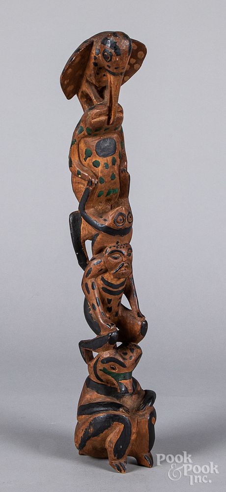 Appraisal: Northwest Coast carved and painted totem pole Northwest Coast carved