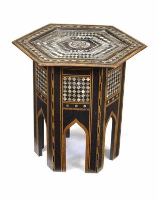 Appraisal: A Moorish octagonal occasional table inlaid stringing and mother of