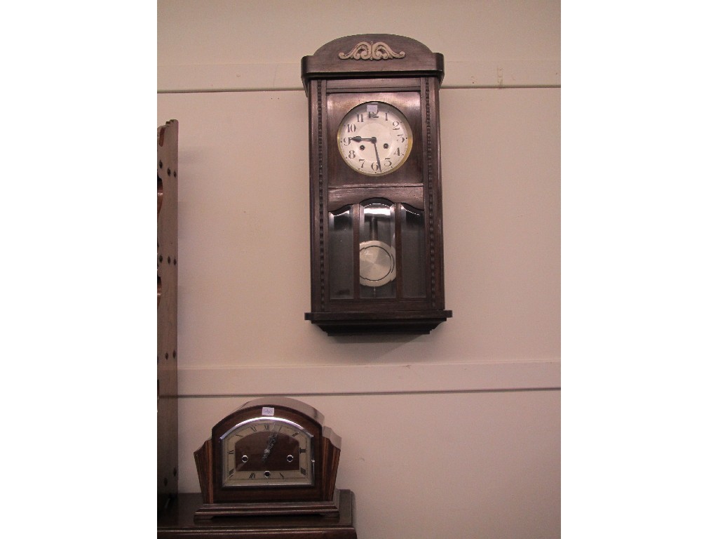 Appraisal: Art Deco mantle clock and a mahogany wall clock