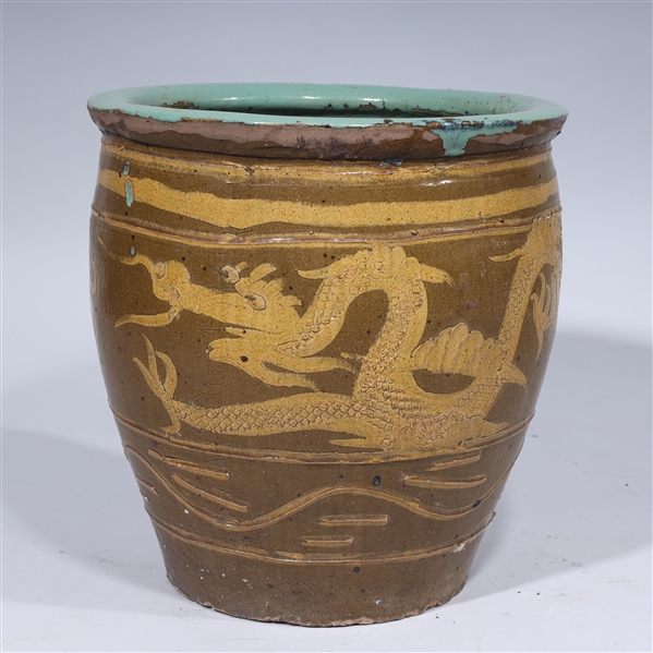 Appraisal: Chinese ceramic dragon jar some wear some chips some glaze