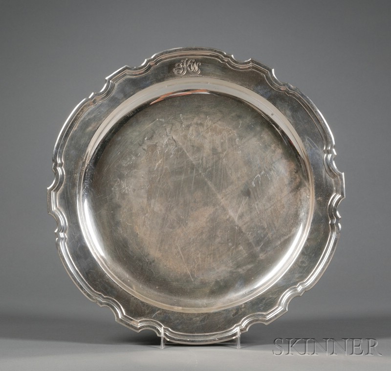 Appraisal: Tiffany Co Sterling Platter - with molded ogee rim monogrammed