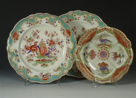 Appraisal: A late th century Worcester polychrome dessert plate decorated in