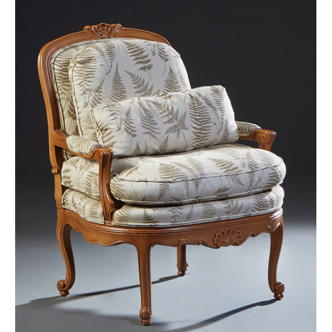 Appraisal: French Louis XV Style Carved Mahogany Oversized Fauteuil th c