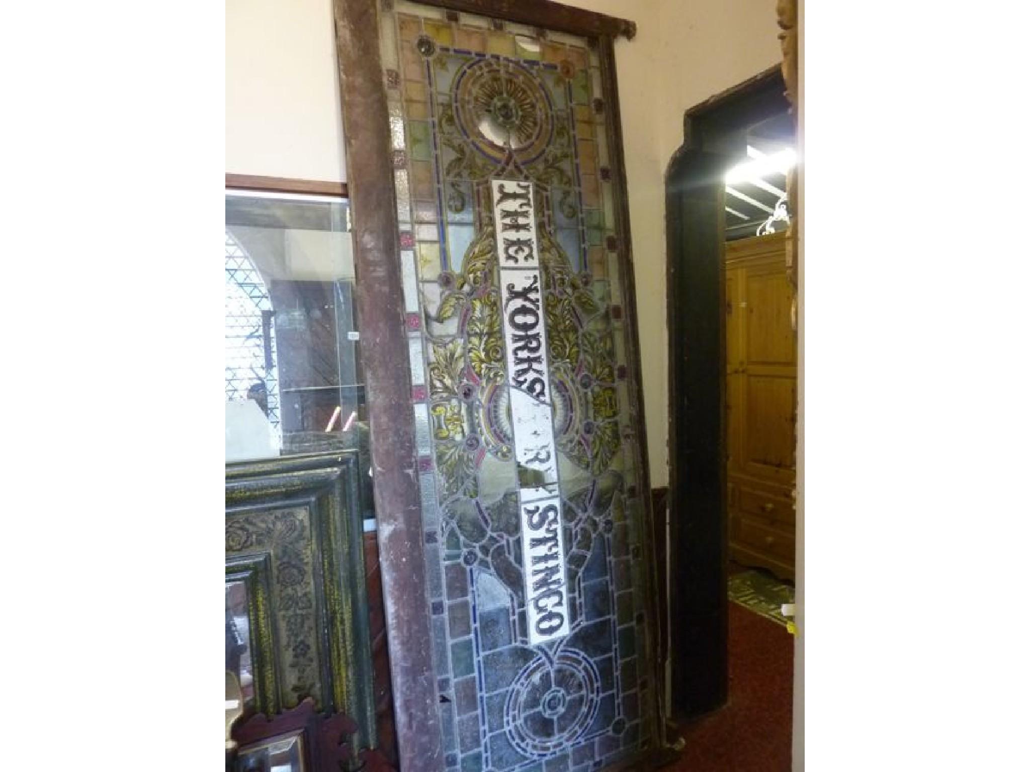 Appraisal: A substantial Victorian leaded light panel ft long x ft