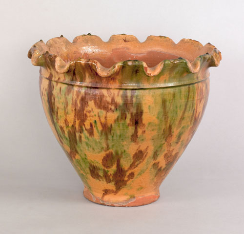 Appraisal: Massive Pennsylvania redware flower pot attributed to the Wagner pottery