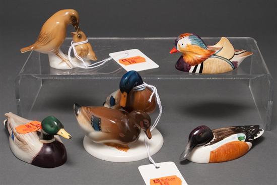 Appraisal: Two Hutschenreuther porcelain bird groups together with three Beswick china