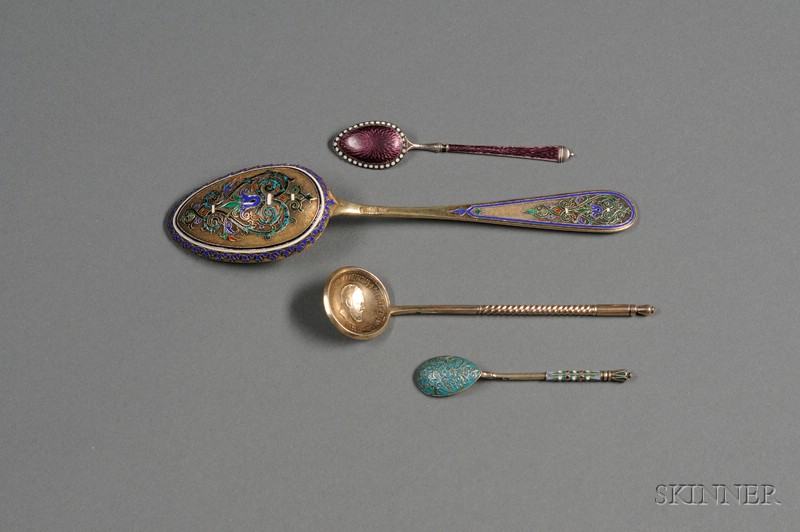 Appraisal: Four Silver Spoons late th early th century three Russian