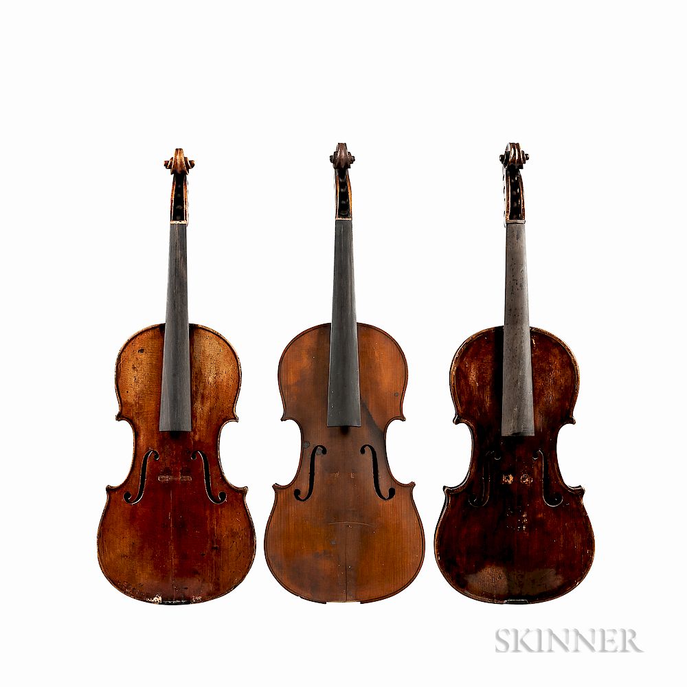 Appraisal: Three Violins Three Violins labeled Franciscus Geissenhof fecit Vienn Anno