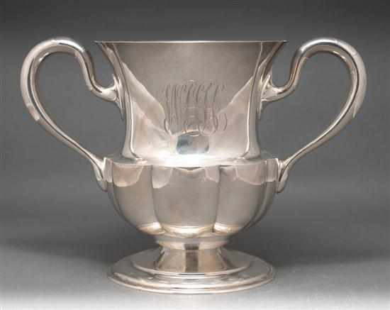 Appraisal: American sterling silver two-handled urn Dominick Haff Georgian style monogrammed