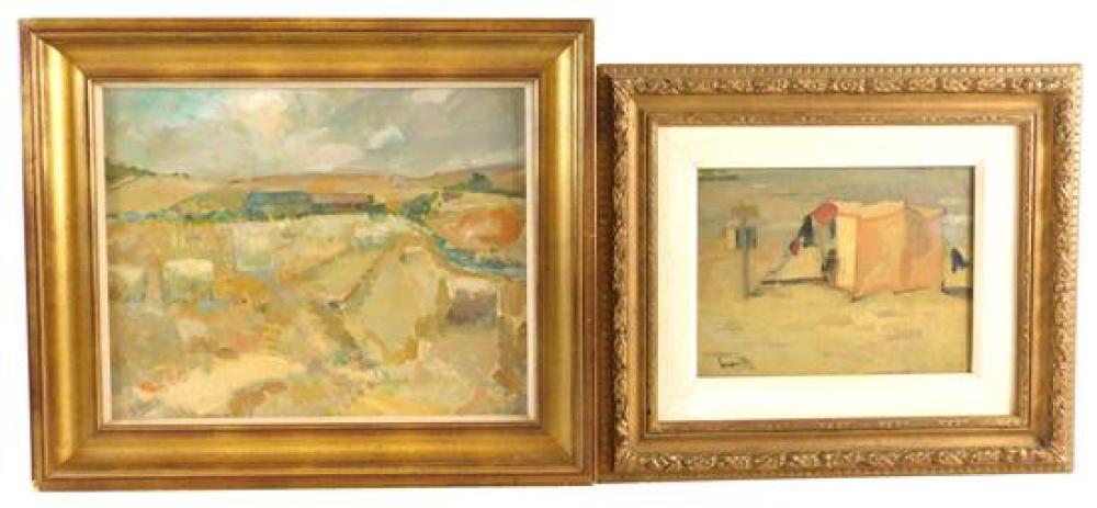 Appraisal: Two oil on panel landscapes the first indistinctly signed lower