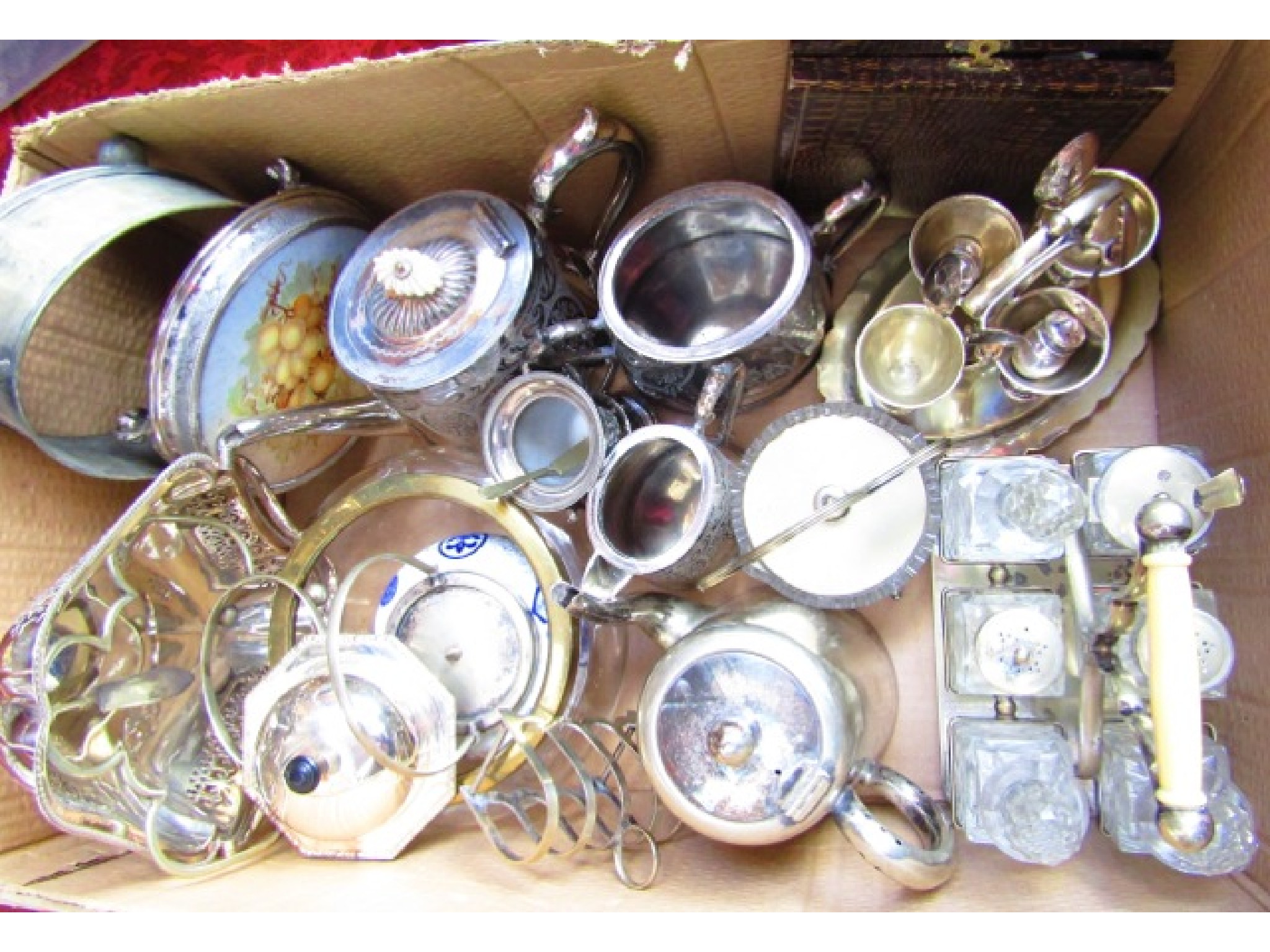 Appraisal: A quantity of silver plated wares to include a three