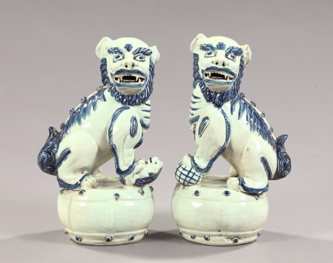 Appraisal: Large Pair of Kuang-Hsu Cobalt Blue and Ivory Porcelain Figures