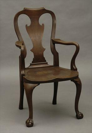 Appraisal: Queen Anne-Style Walnut Armchair x x in