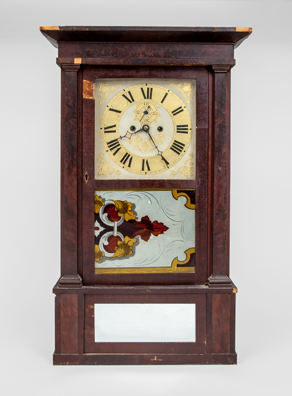 Appraisal: AMERICAN CLASSICAL EIGHT-DAY REPEATING SHELF CLOCK With paper label '