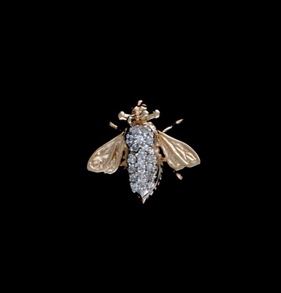 Appraisal: Diamond-set bee brooch containing single-cut diamonds ctw color H-I clarity