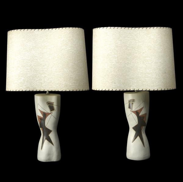 Appraisal: MARIANNA VON ALLESCH Pair of ceramic table lamps with glazed