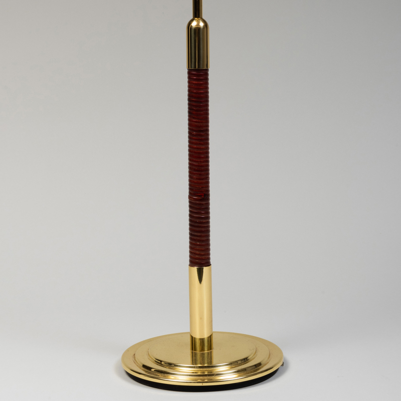 Appraisal: Modern Brass and Wood Lamp x in diam Condition Minor