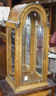 Appraisal: Diminutive table top vitrine executed in burl having an arched