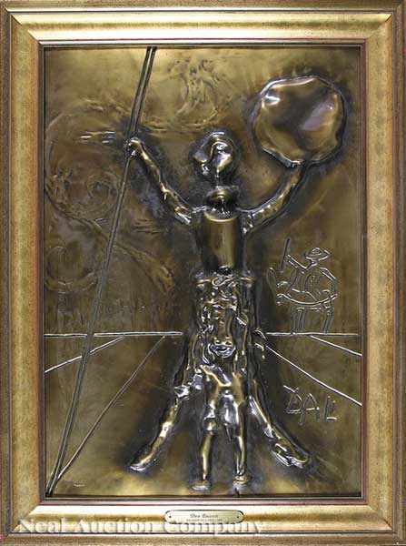 Appraisal: A Patinated Bronze Bas Relief Plaque of Don Quixote c