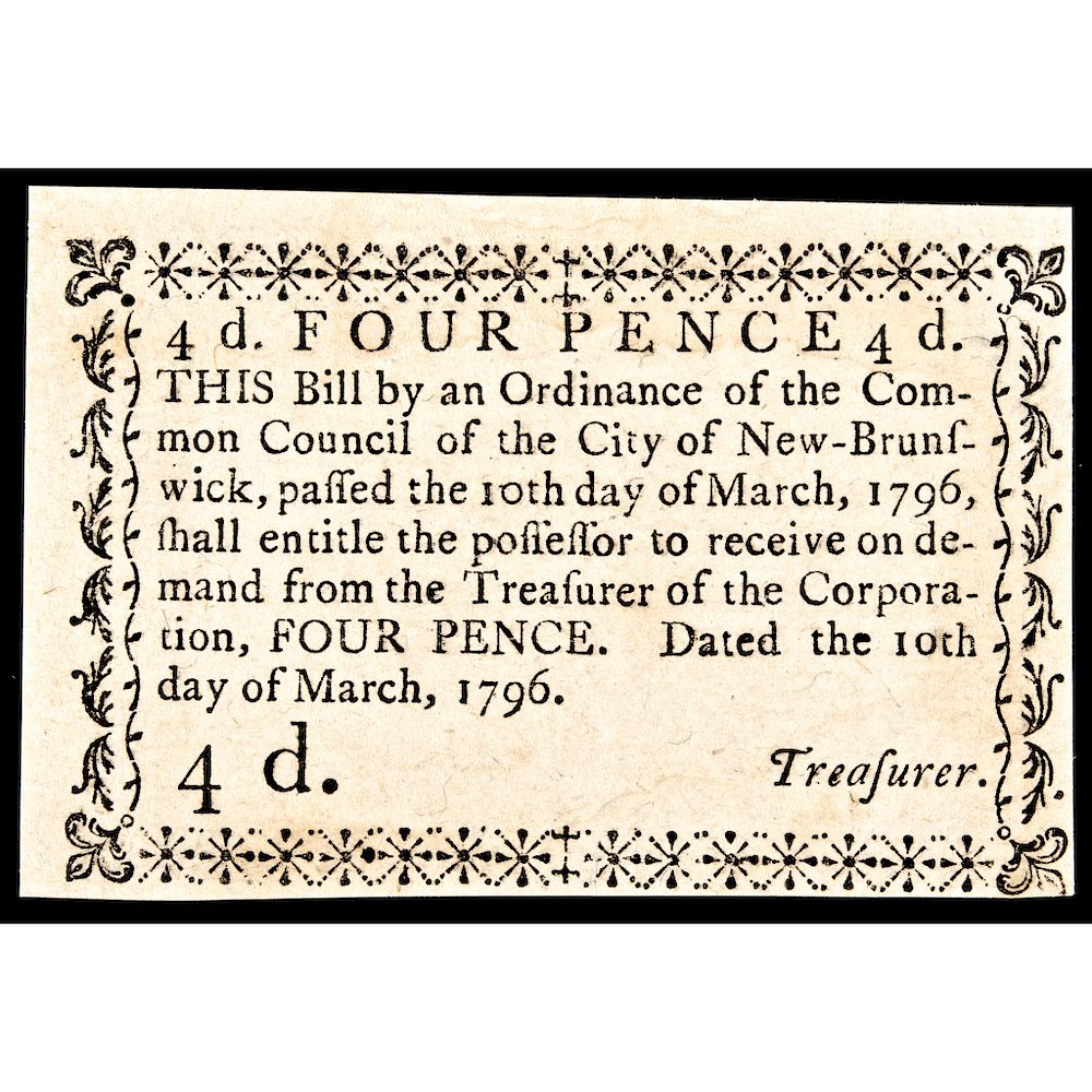 Appraisal: Colonial Currency NJ March City of New Brunswick Choice Crisp