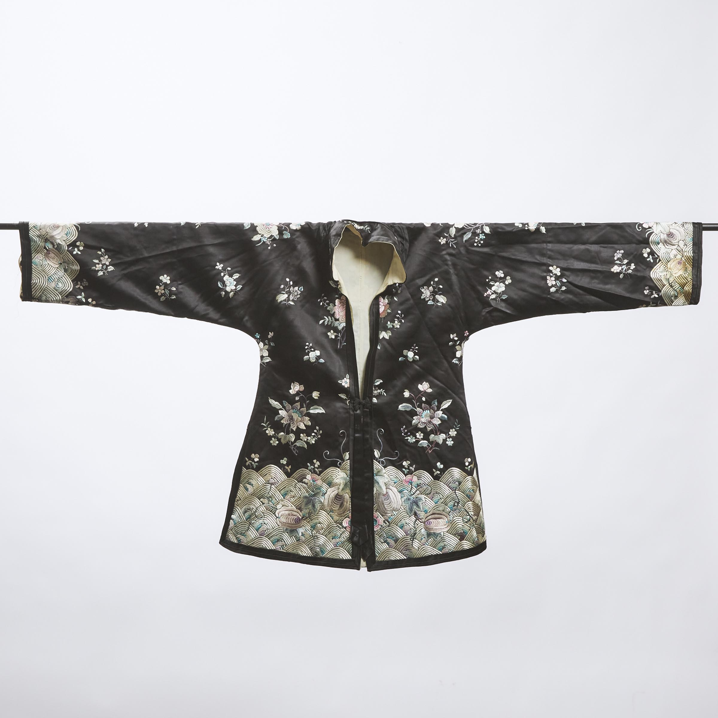 Appraisal: A Purple-Ground Embroidered Lady's Robe Together With a Black-Ground Embroidered