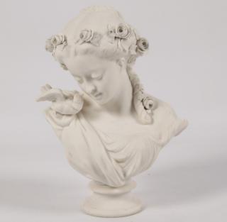 Appraisal: FRENCH BLANC DE CHENE UNGLAZED PORCELAIN BUST OF BEAUTIFUL YOUNG