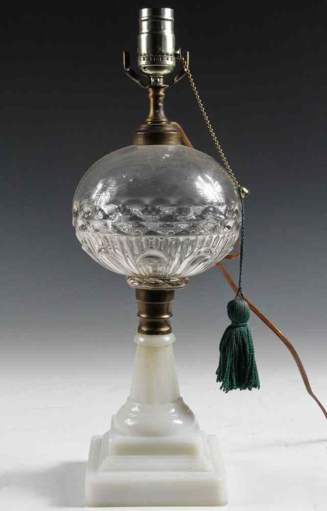 Appraisal: FLINT GLASS LAMP AS ELECTRIC - Early Flint Glass Whale