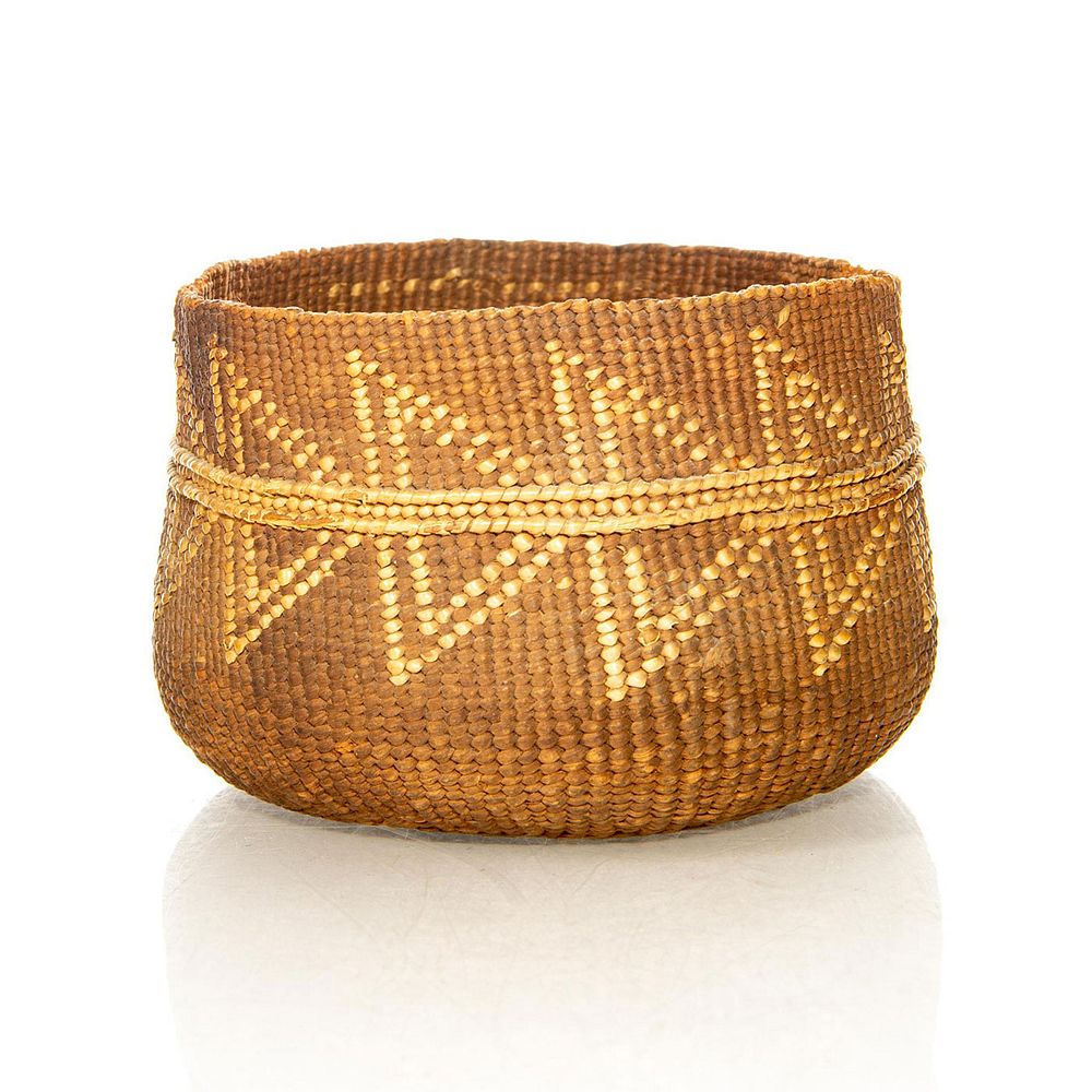 Appraisal: NATIVE AMERICAN TRIBAL WOVEN BASKET BOWL Traditional design Encircling patterns