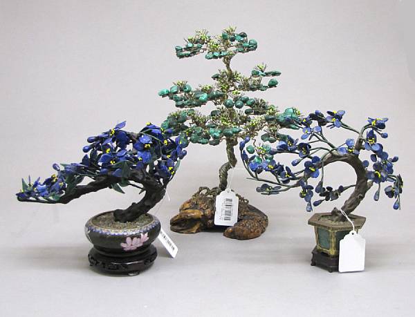 Appraisal: Three hardstone and mixed medium flowering trees greatest height in