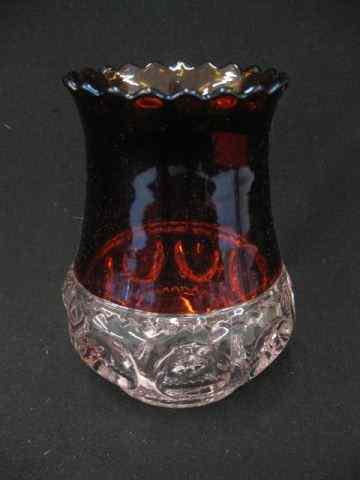 Appraisal: Victorian Ruby Flashed Glass Celery Vase ''King's Crown'' '' excellent