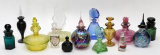 Appraisal: COLORED GLASS PERFUME AND COLOGNE BOTTLES PIECES COLORED GLASS PERFUME