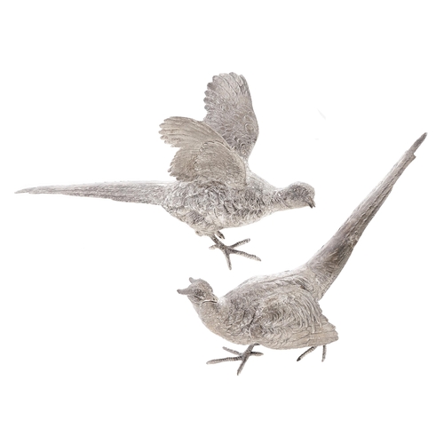 Appraisal: A pair of Elizabeth II silver pheasant table ornaments cm